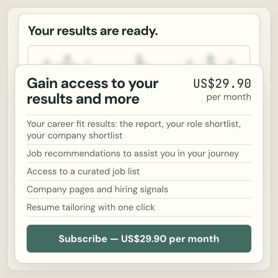 The chat and the test are free to take; the membership panel appears at the results